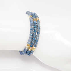 Denim Gold Crystal Triple Wrap Bracelet