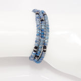 Denim Black Crystal Triple Wrap Bracelet