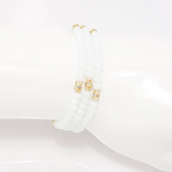 White Gold Crystal Triple Wrap Bracelet