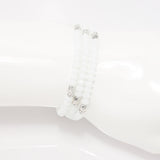 White Silver Crystal Triple Wrap Bracelet