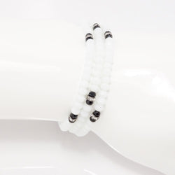 White Black Crystal Triple Wrap Bracelet