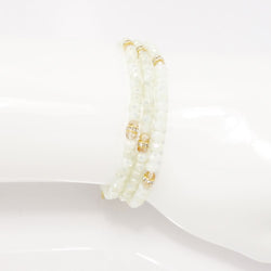 Pearl Gold Crystal Triple Wrap Bracelet