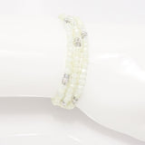 Pearl Silver Crystal Triple Wrap Bracelet