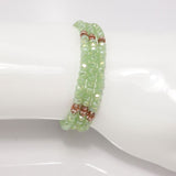 Frosted Green Rose Gold Crystal Triple Bracelet