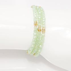 Frosted Green Gold Crystal Triple Bracelet