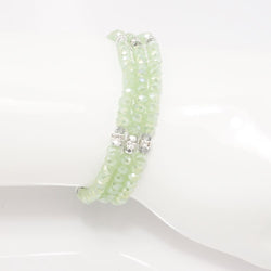 Frosted Green Silver Crystal Triple Bracelet