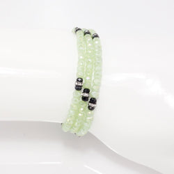 Frosted Green Black Crystal Triple Bracelet