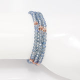 Sheer Blue Rose Gold Crystal Triple Wrap Bracelet