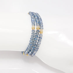 Sheer Blue Gold Crystal Triple Wrap Bracelet