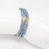 Sheer Blue Gold Crystal Triple Wrap Bracelet