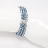 Sheer Blue Silver Crystal Triple Wrap Bracelet