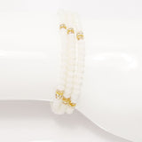 Off White Gold Crystal Triple Wrap Bracelet