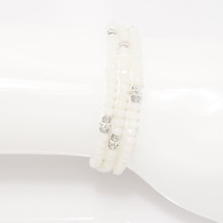 Off White Silver Crystal Triple Wrap Bracelet