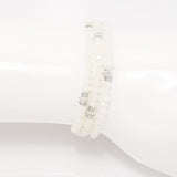 Off White Silver Crystal Triple Wrap Bracelet