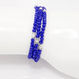 Royal Blue Silver Crystal Triple Wrap Bracelet