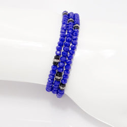 Royal Blue Black Crystal Triple Wrap Bracelet