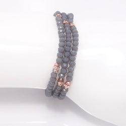 Country Grey Rose Gold Crystal Triple Bracelet