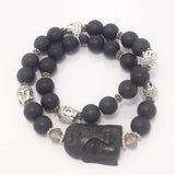 Black Agate Dual Wrap Bracelet