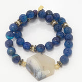 Blue Agate Dual Wrap Bracelet