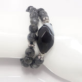 Grey Jasper Dual Wrap Bracelet