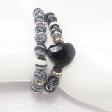 Black and White Dual Wrap Bracelet