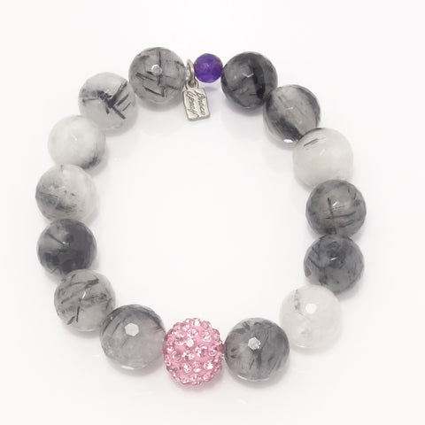 Black and White Agate/Pink