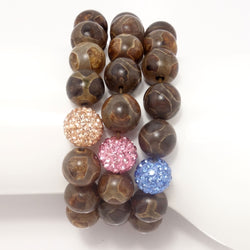 Dark Brown Dizzy/Light Blue/Pink/Peach