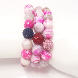 Hot Pink and White Agate/Pink/Red/Navy