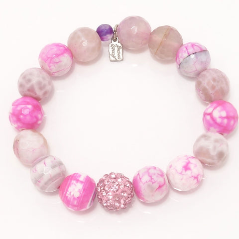 Hot Pink and White Agate/Pink