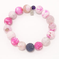 Hot Pink and White Agate/Navy