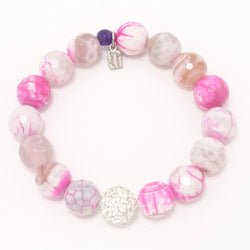 Hot Pink and White Agate/Silver