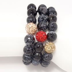 Black and White Crackled/Gold/Red/Peach