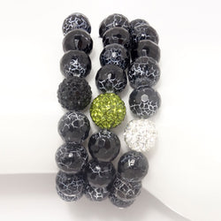 Black and White Crackled/Silver/Army Green/Black