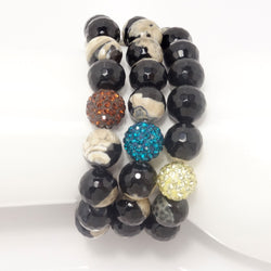 Black and Tan Agate/Light Yellow/Turquoise/ Copper