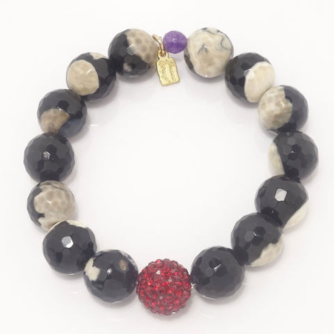 Black and Tan Agate/Red