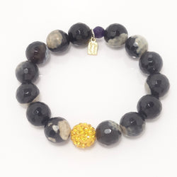 Black and Tan Agate/Mustard Yellow