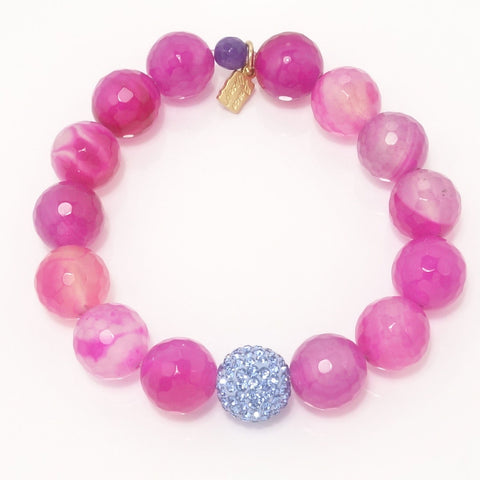 Hot Pink Agate/Light Blue