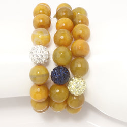 Mustard Agate/Light Yellow/Navy/Silver