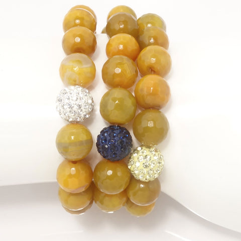 Mustard Agate/Light Yellow/Navy/Silver