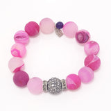 Bubble Gum Pink Druzy/Light Grey Bracelet