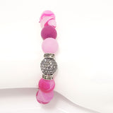 Bubble Gum Pink Druzy/Light Grey Bracelet