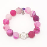 Bubble Gum Pink Druzy/Silver Bracelet