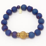 Navy Rainbow Druzy/Mustard Yellow Bracelet