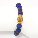 Navy Rainbow Druzy/Mustard Yellow Bracelet