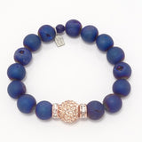 Navy Rainbow Druzy/Peach Bracelet