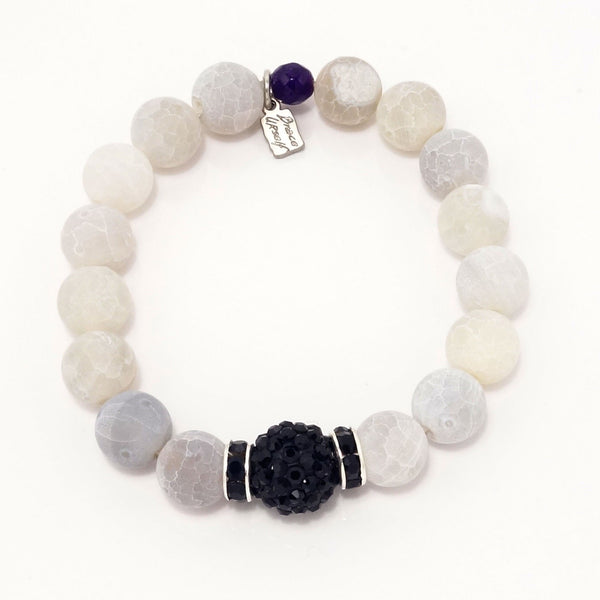 Smoky White Druzy/Black Bracelet