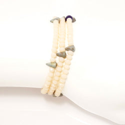 Bisque Spike Crystal Triple Wrap Bracelet