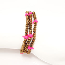 Copper Spike Crystal Triple Wrap Bracelet