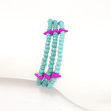 Teal Spike Crystal Triple Wrap Bracelet