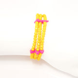 Yellow Orange Spike Crystal Triple Wrap Bracelet